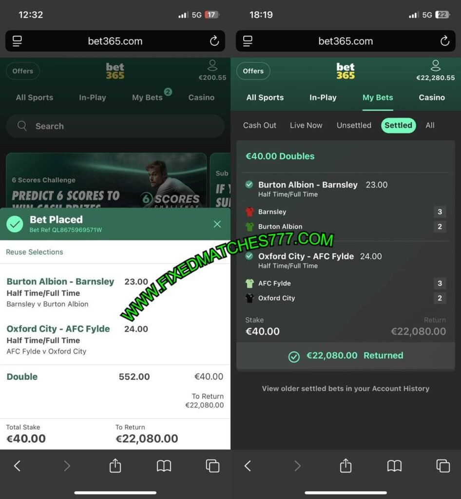 777 HTFT FIXED MATCH BET