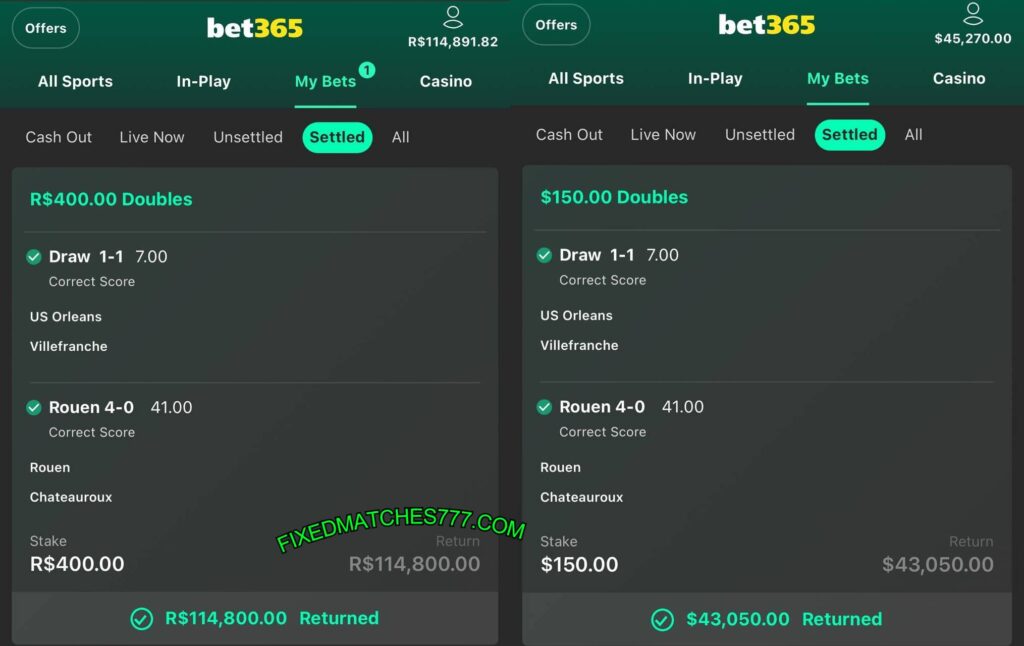 BET 365 FIXED MATCHES TIPS