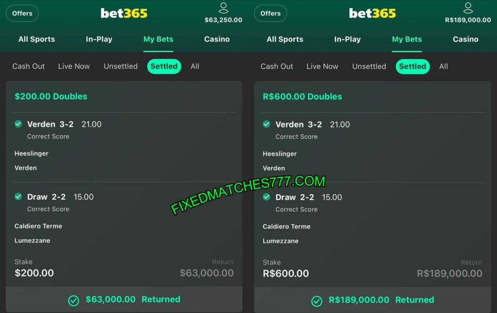 BET365 SURE FIXED MATCHES TIPS