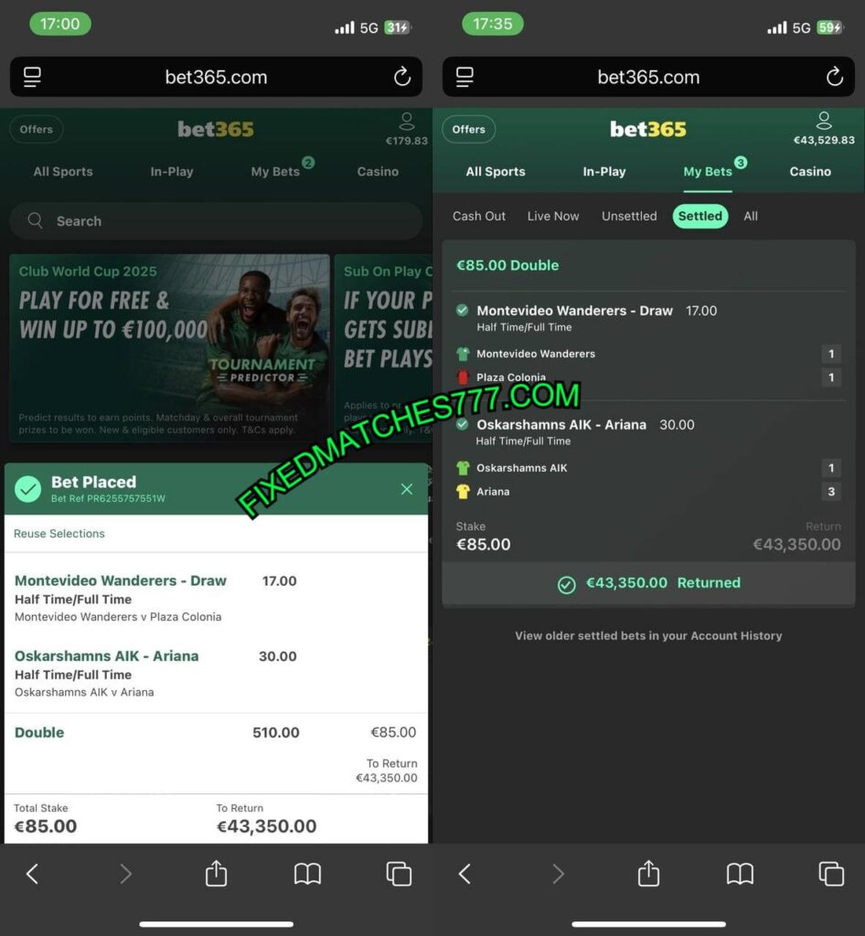 FIXED MATCHES 777 HTFT TIPS