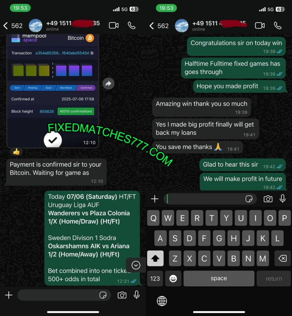 FIXED MATCHES 777 WHATSAPP TIPS
