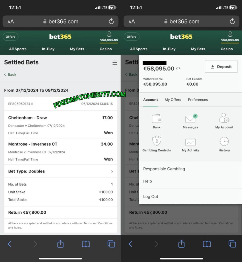 FIXED MATCHES BET365 BETTING ODDS