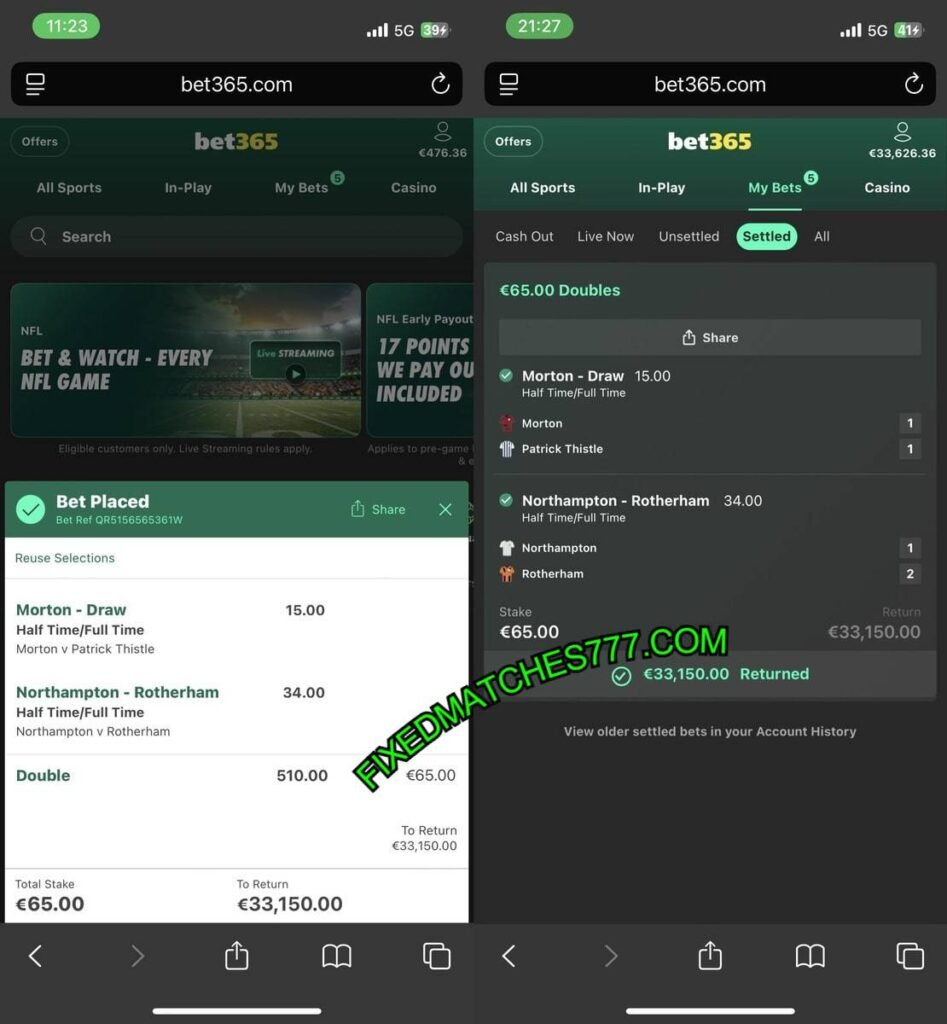 FIXED MATCHES777 BET365