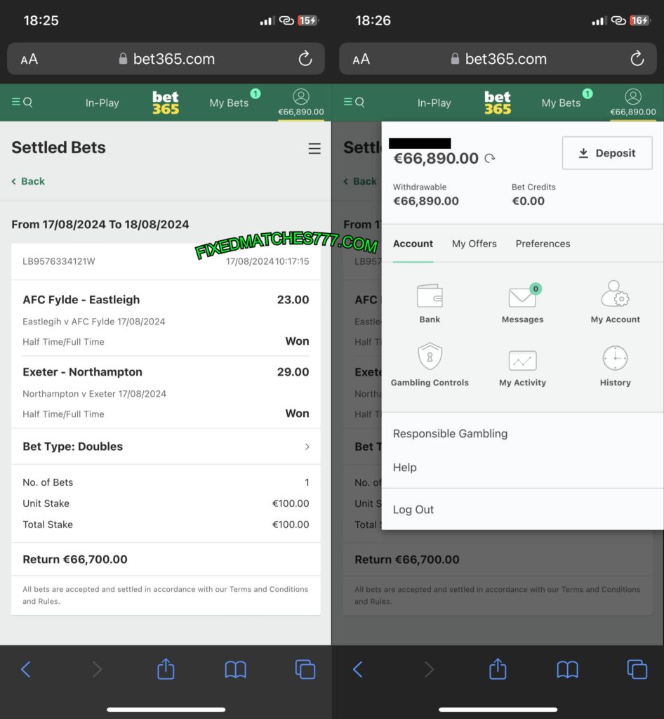 SECURE FIXED BETTING HTFT MATCH