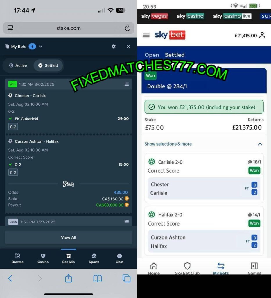 SKYBET CORRECT SCORE FIXED MATCH TIPS