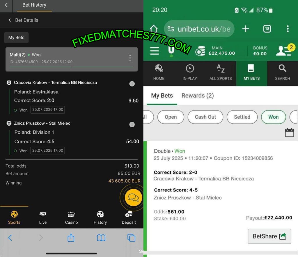 PADDYPOWER CORRECT SCORE FIXED MATCHES