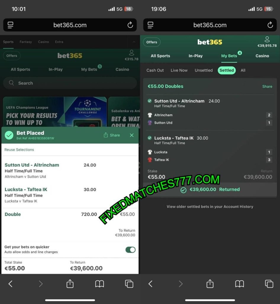bet365 htft fixed matches tips