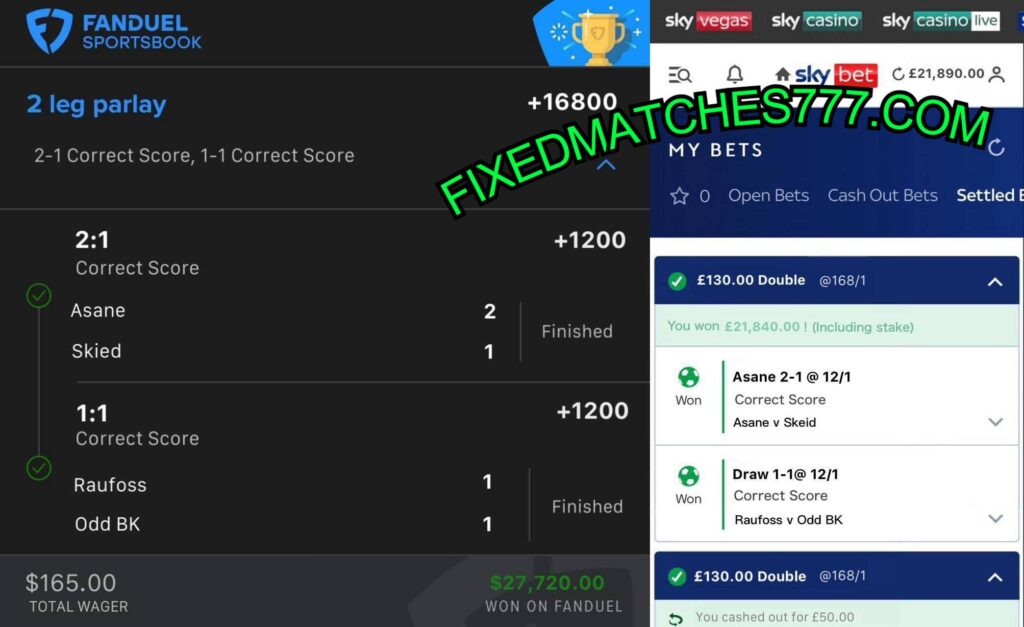 fanduel correct score fixed matches