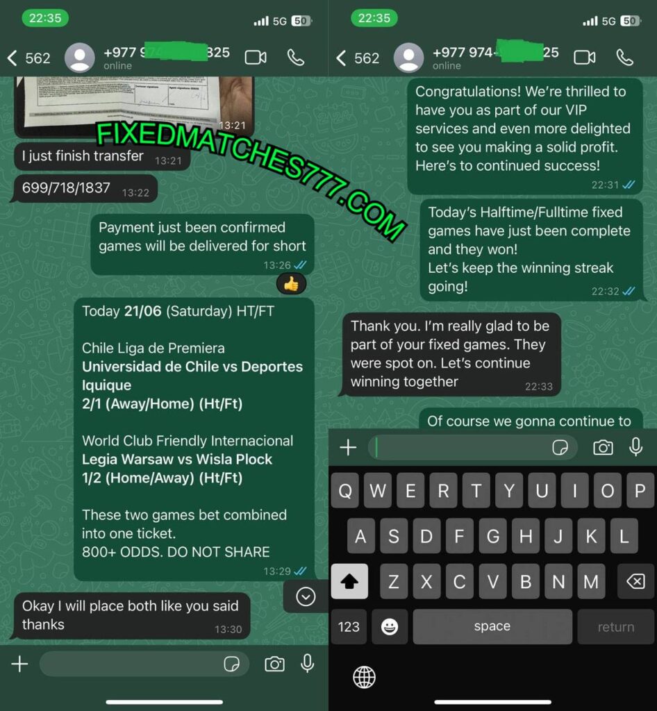 whatsapp fixed football games
