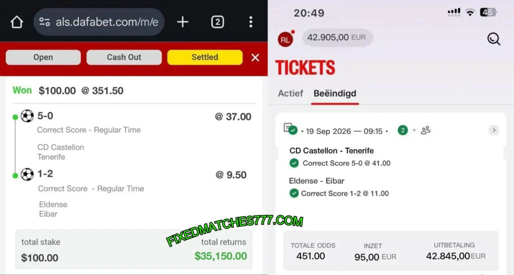DAFABET CORRECT SCORE FIXED MATCH DAFABET CORRECT SCORE FIXED MATCH