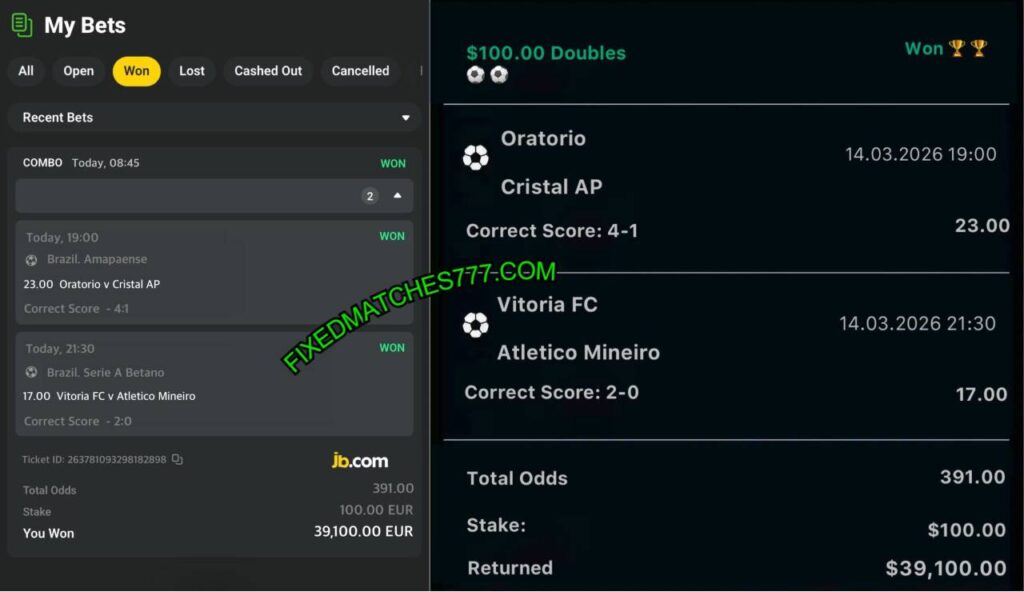 JB CRYPTO CORRECT SCORE FIXED MATCH JB CRYPTO CORRECT SCORE FIXED MATCH