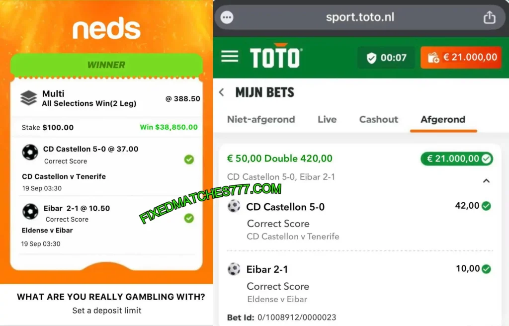 DAFABET CORRECT SCORE FIXED MATCH NEDS FOOTBALL FIXED MATCHES TIPS